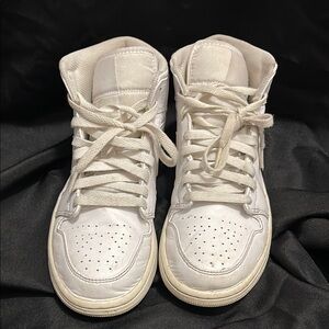 Air Jordan 1 Mid  - White High-Top Sneakers